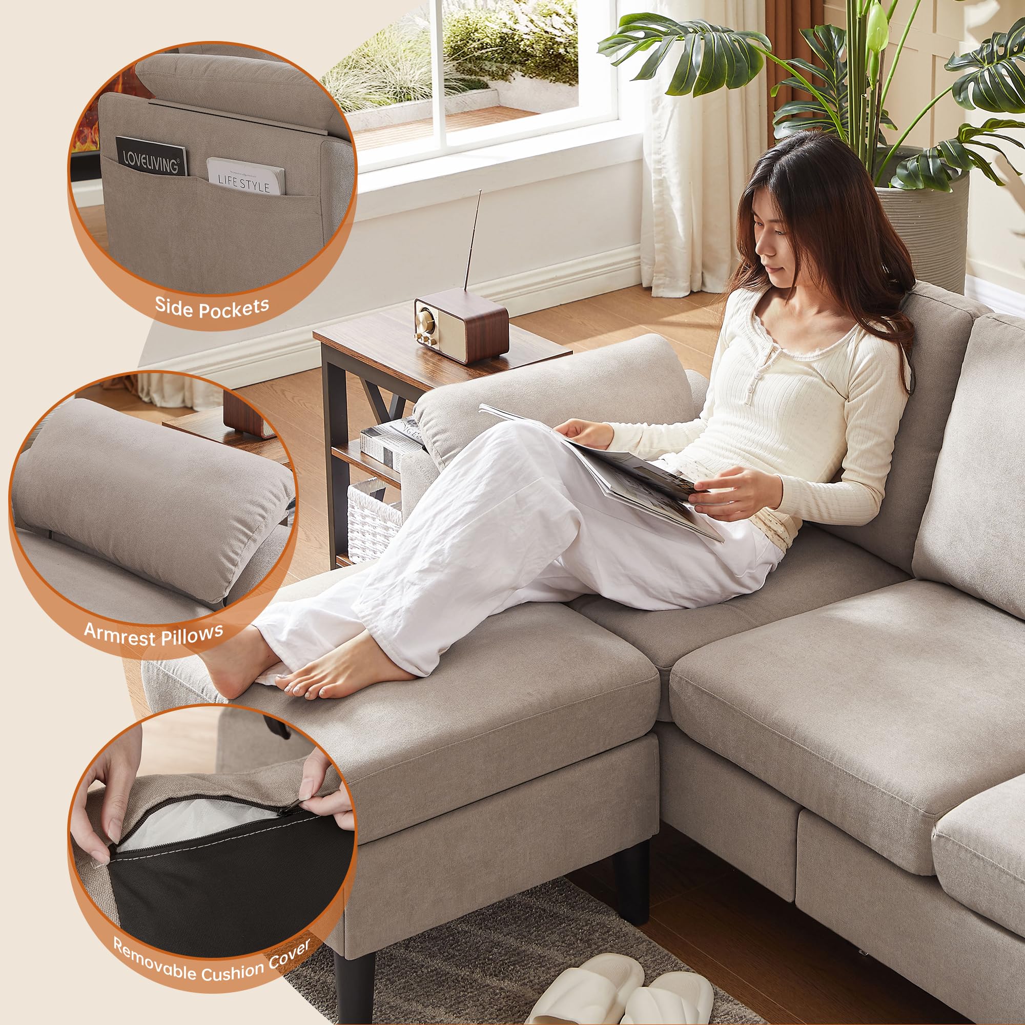 Amazon.co.jp: Portaforta コンバーチブルセクショナルソファ、79